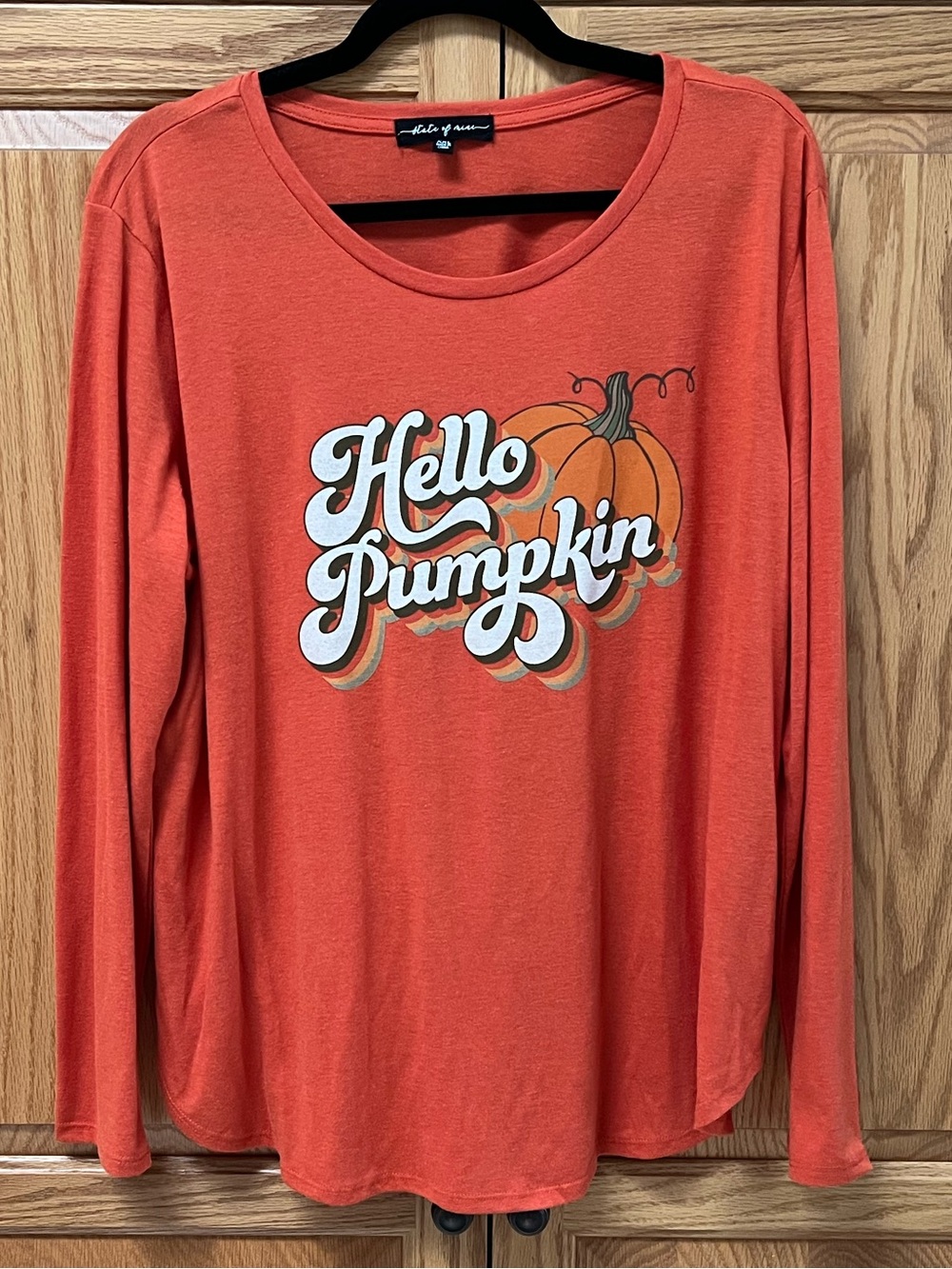 State of Mine Orange "Hello Pumpkin" Long-Sleeve Graphic Tee, GUC, Size XXL